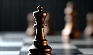A chess piece, symbolizing strategic leadership.